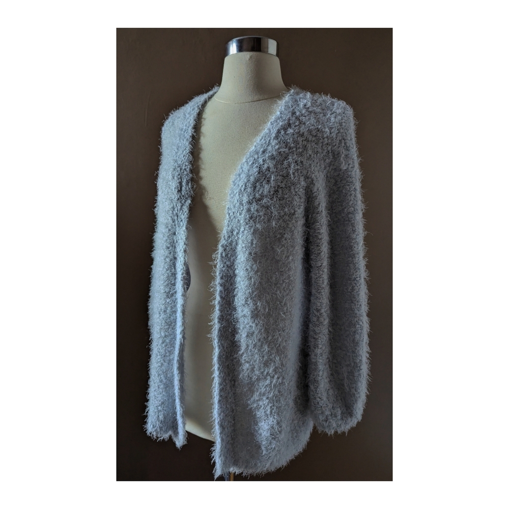 Light Blue Fuzzy Cardigan Sweater